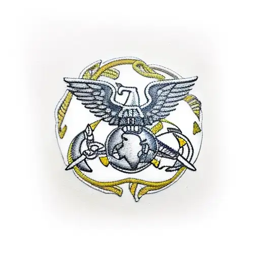 semi truck with USMC logo  tattoo design idea