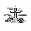 3 crosses on the hill 1/2 sleeve tattoo design idea