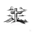 3 crosses on the hill 1/2 sleeve tattoo design idea
