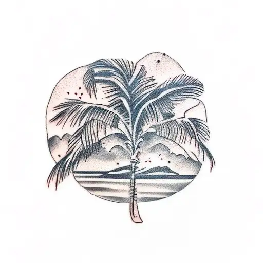 Palm Tree Bird tattoo design idea