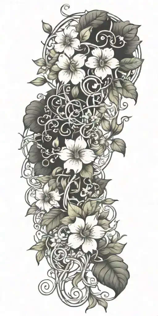 flower vine intertwined representing family tattoo design idea
