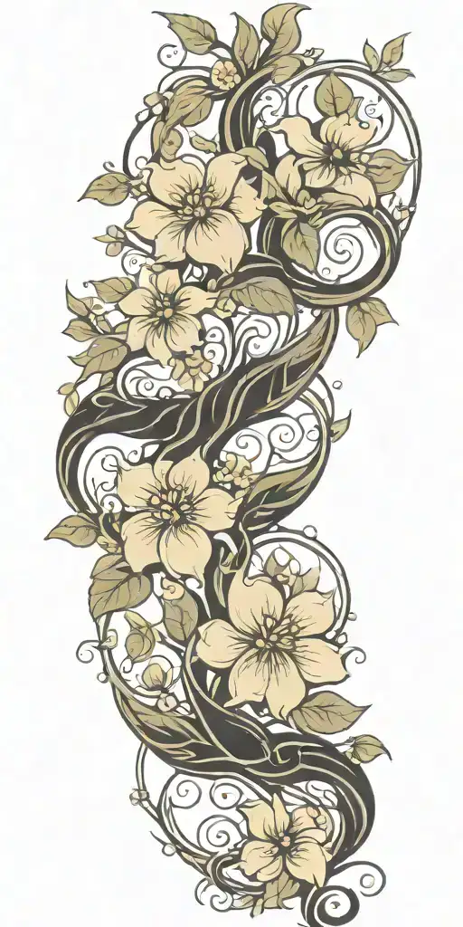flower vine intertwined representing family tattoo design idea