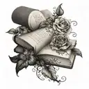 books and delicate floral vine with quotes and imagery from my favorite books coming off the pages tattoo design idea