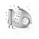 A chef's knife surrounded by various cooking utensils tattoo design idea