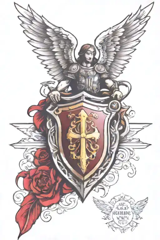 st michael shield adorned tattoo design idea