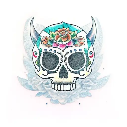 sugar skull fox tattoo design idea