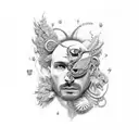 god overthinking  tattoo design idea