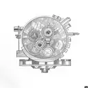 A sketch-style tattoo of a microscope with bacteria and viruses inside tattoo design idea