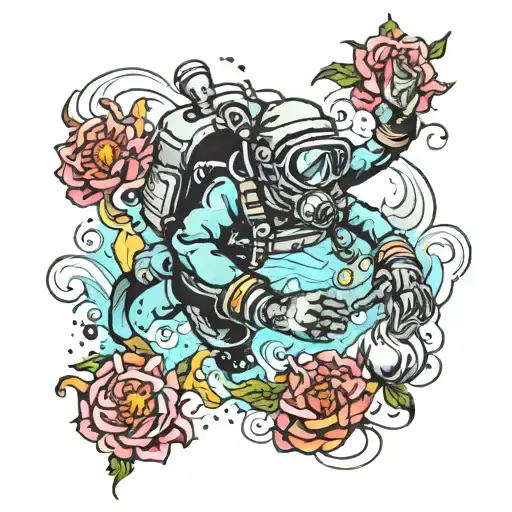 scuba diver tattoo design idea