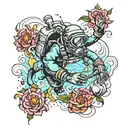 scuba diver tattoo design idea