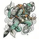 scuba diver tattoo design idea