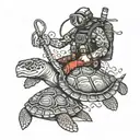 scuba diver and turtle tattoo design idea