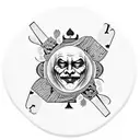 A deck of cards arranged in a circular pattern with the Joker card in the center tattoo design idea