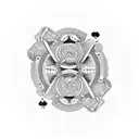 A deck of cards arranged in a circular pattern with the Joker card in the center tattoo design idea