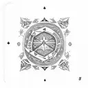 A deck of cards arranged in a circular pattern with the Joker card in the center tattoo design idea