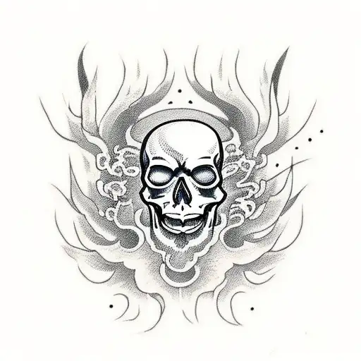 fiery skull tattoo design idea