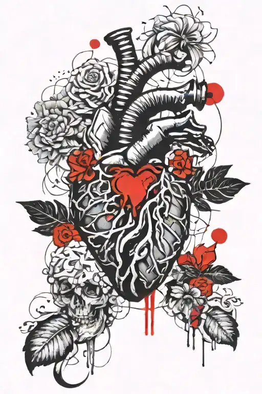 DNA strand and anatomical heart and brain tattoo design idea