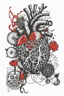DNA strand and anatomical heart and brain tattoo design idea