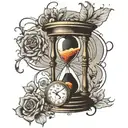 hour glass with the quote time is money tattoo design idea