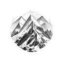 Mountain Scene with waterfall tattoo design idea