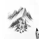 Mountain Scene with waterfall tattoo design idea