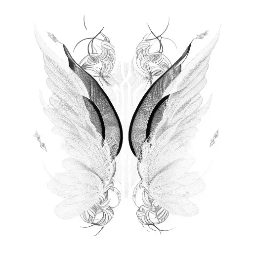 fairy wings fine line tattoo design idea