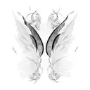 fairy wings fine line tattoo design idea