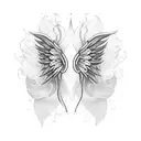 fairy wings fine line tattoo design idea