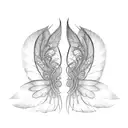 fairy wings fine line tattoo design idea