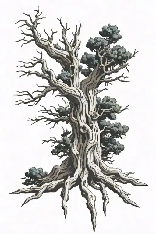 ancient bristlecone pine tree half dead tree tattoo design idea