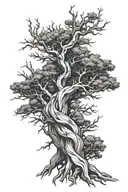 ancient bristlecone pine tree one half dead one half alive tattoo design idea