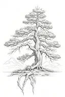 ancient bristlecone pine tree one half dead one half alive tattoo design idea