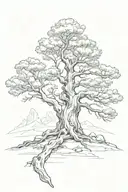 ancient bristlecone pine tree one half dead one half alive tattoo design idea