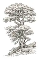 ancient bristlecone pine tree one half dead one half alive tattoo design idea