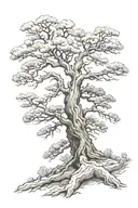 ancient bristlecone pine tree one half dead one half alive tattoo design idea