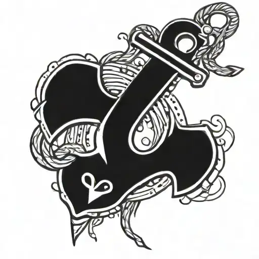 A blackwork tattoo of a navy anchor with gaming symbols incorporated into the design, symbolizing your love for both the navy and gaming tattoo design idea