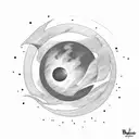 eclipse of a planet, simple, dark, symmetrical,  tattoo design idea