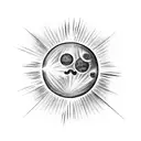 eclipse of a planet, simple, dark, symmetrical,  tattoo design idea