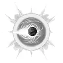 eclipse of a planet, simple, dark, symmetrical,  tattoo design idea