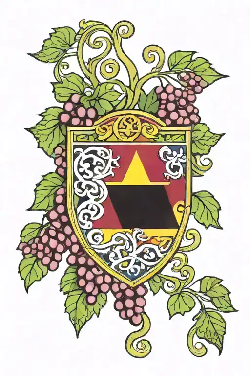 Moldovan flag with grapes and patterns tattoo design idea