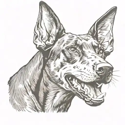 Doberman barking tattoo design idea