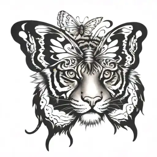 tiger eyes in butterfly wings  tattoo design idea