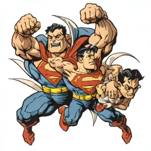 superman fighting popeye tattoo design idea