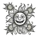 sun and smiley face emoji tattoo design idea