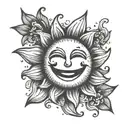 sun and smiley face emoji tattoo design idea