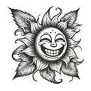 sun and smiley face emoji tattoo design idea