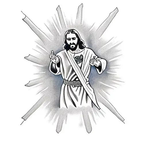 Jesus holding Glock tattoo design idea