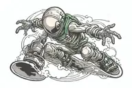 alien doing a snowboard trick   tattoo design idea