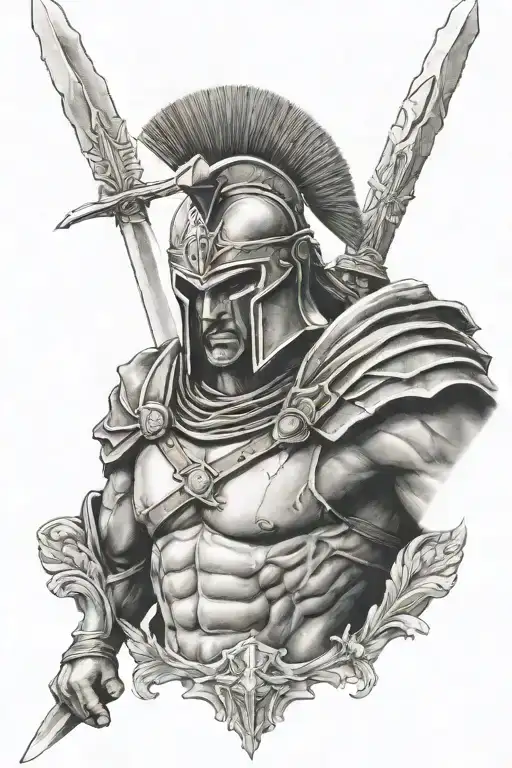 spartan warrior wielding a sword tattoo design idea