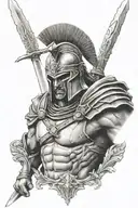 spartan warrior wielding a sword tattoo design idea